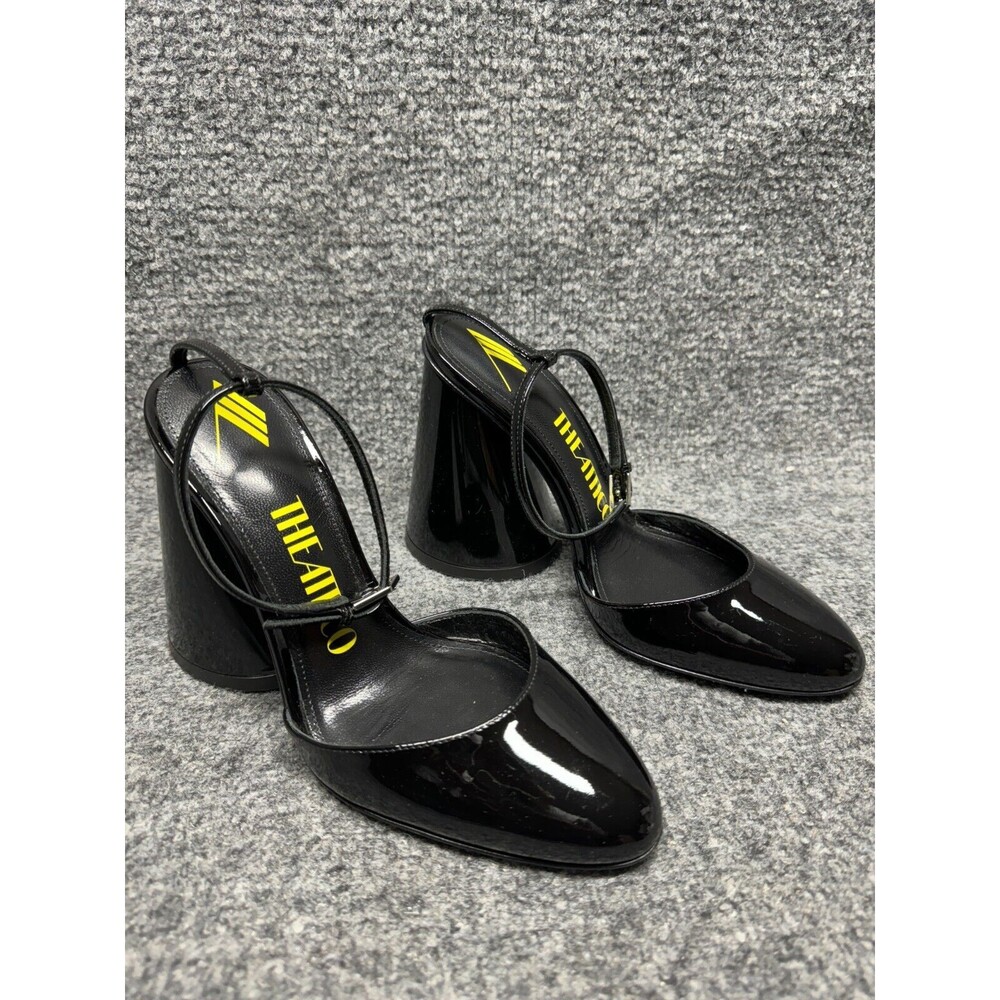NEW Women's Sz 35 M The Attico Leather Luz Chunky Ankle-Strap Pumps
